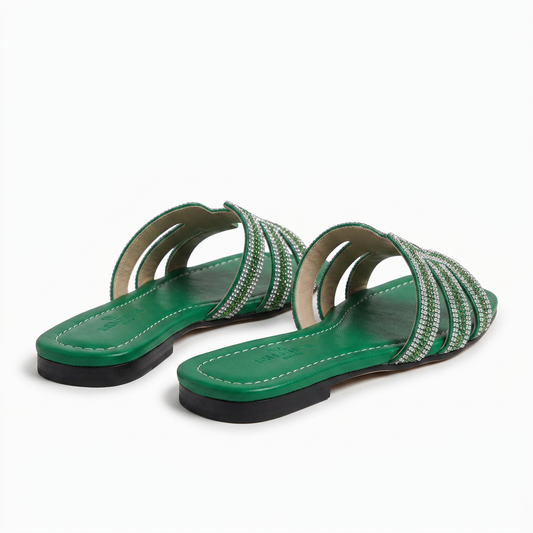 Emerald Chain Slide Sandals
