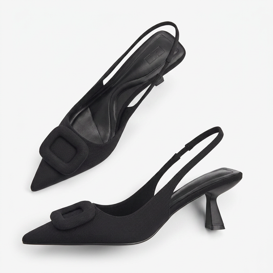 Noir Pointed Slingbacks
