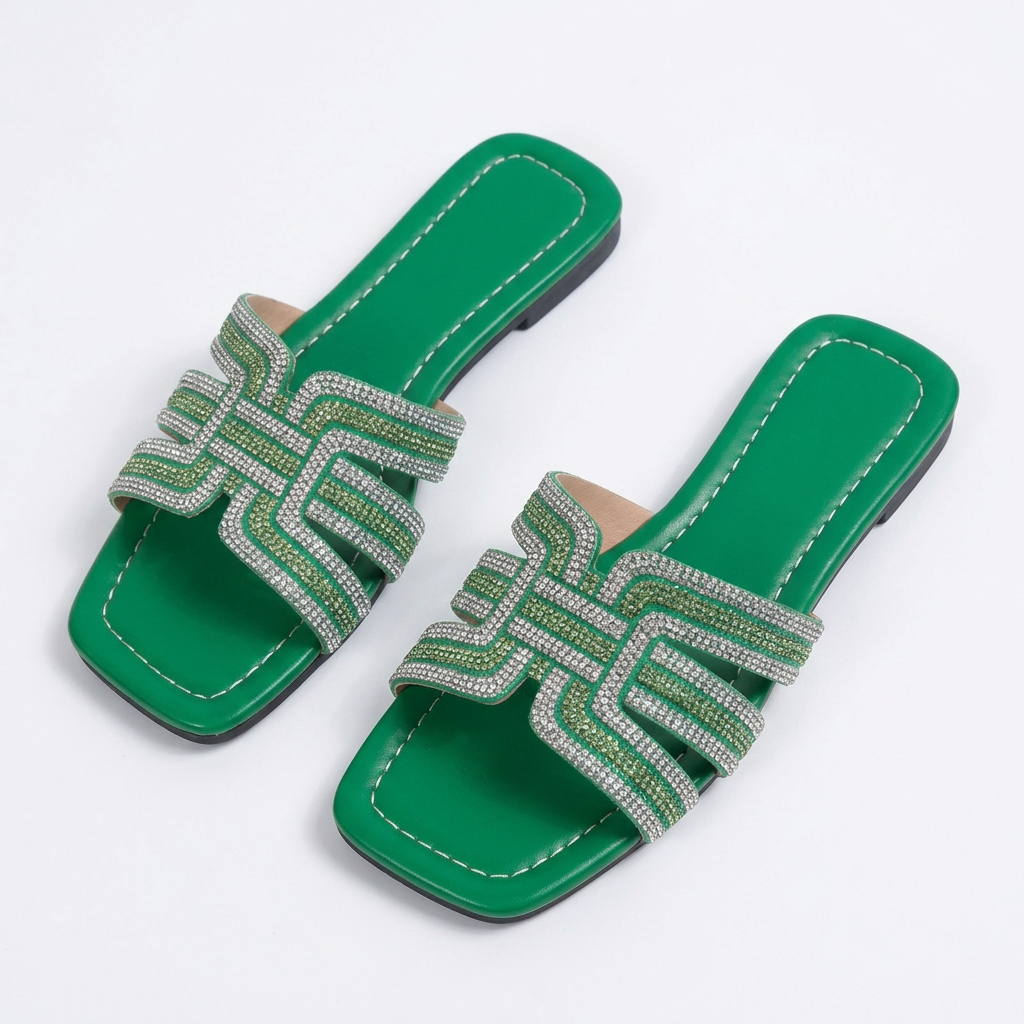 Emerald Chain Slide Sandals