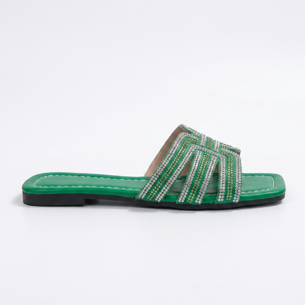 Emerald Chain Slide Sandals