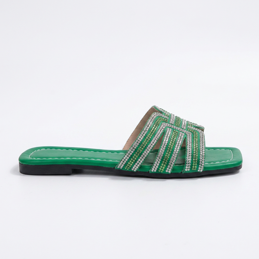 Emerald Chain Slide Sandals