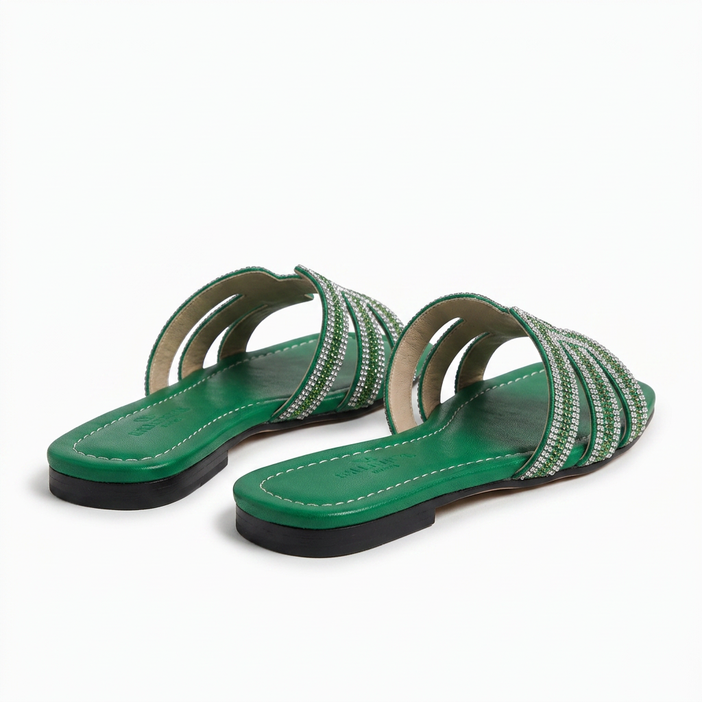 Emerald Chain Slide Sandals