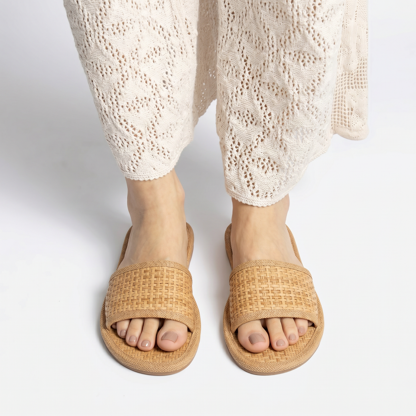 Natural Woven Slides