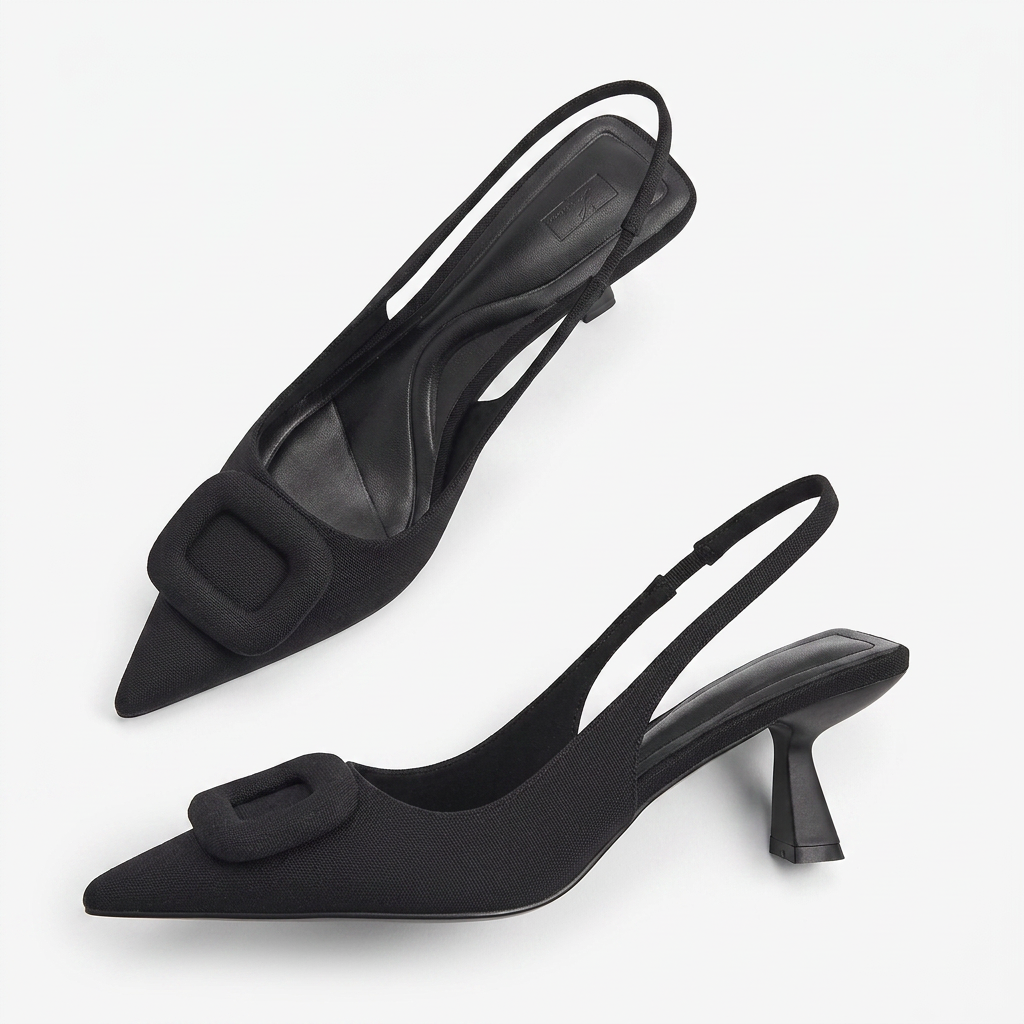 Noir Pointed Slingbacks