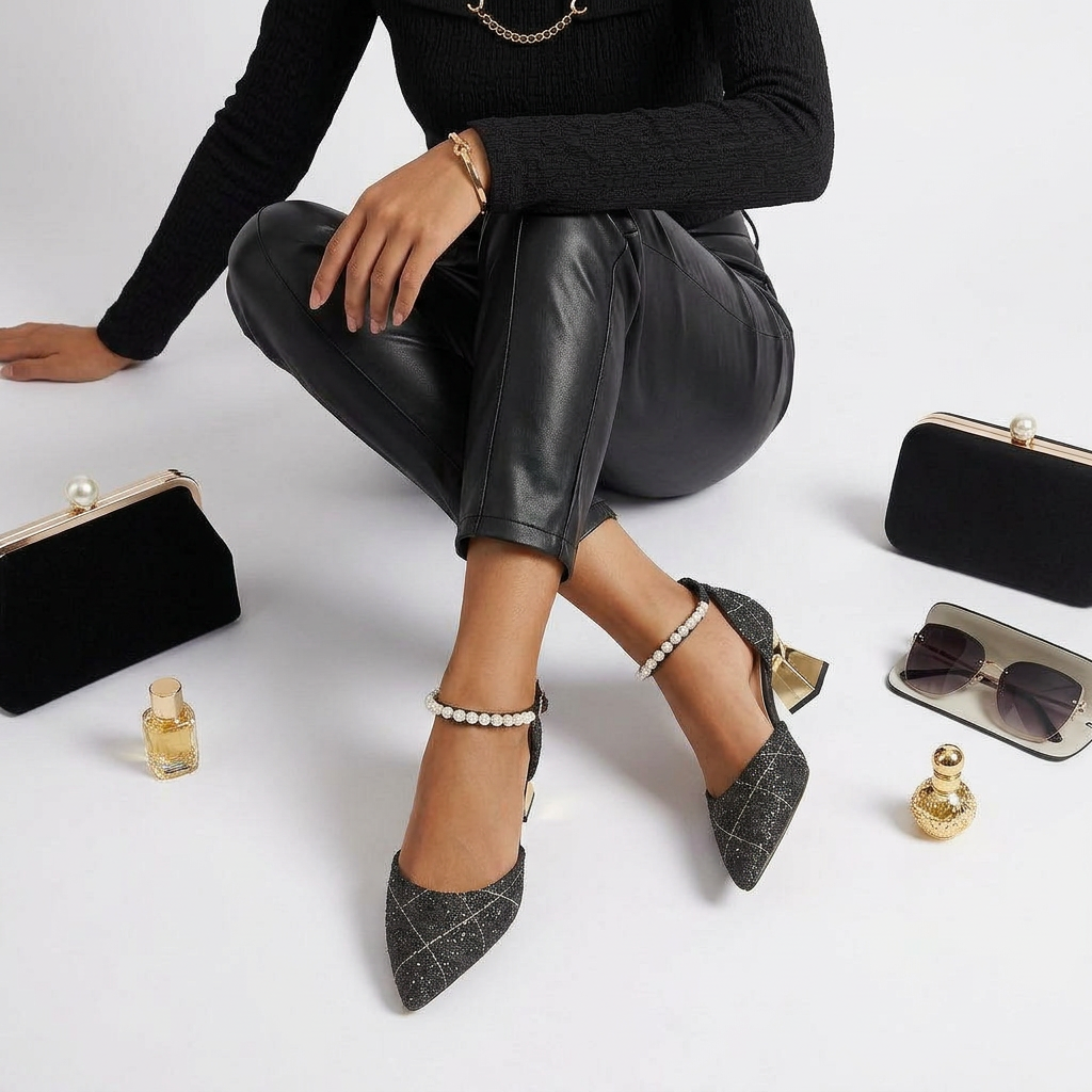 Noir Elegance Slingbacks