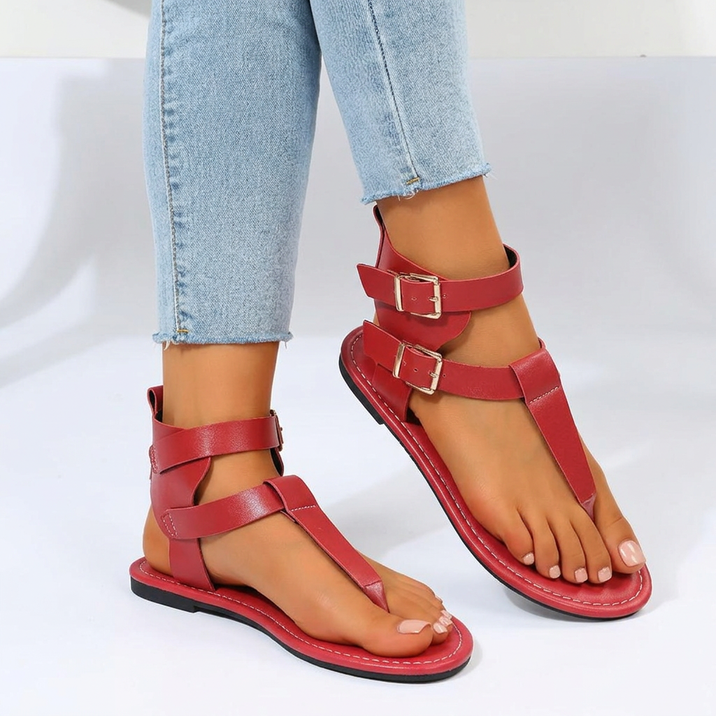 Rosalie Buckle Flat Sandals