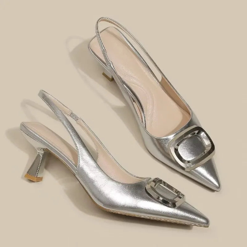 Noir Pointed Slingbacks
